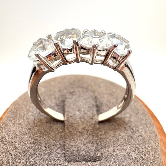 VTG Sterling Silver 925 Trillion Cut Cubic Zirconia Statement Ring Size 9 - Picture 2 of 8